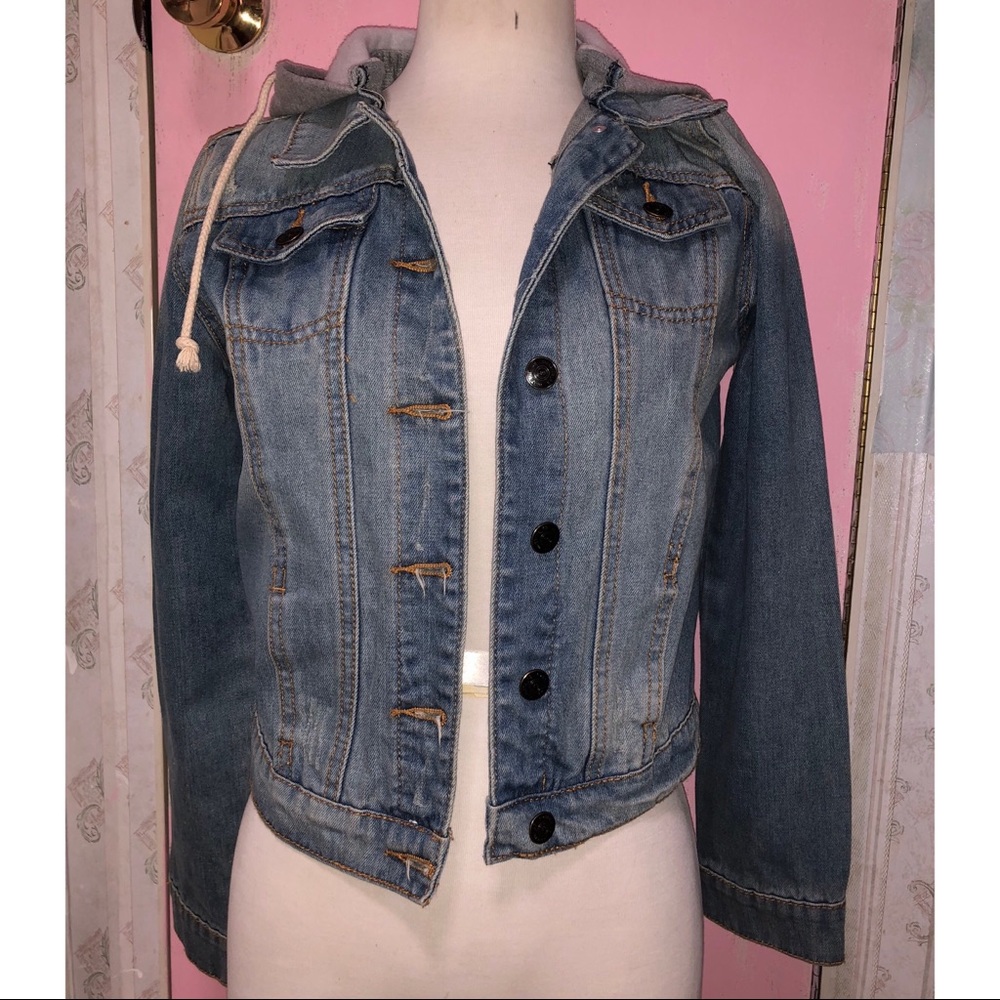 Jean jacket with hood! Small